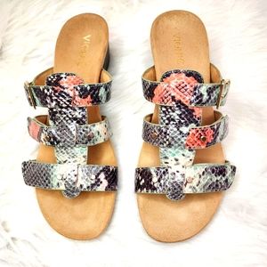 NWT Vionic Orthotic Adjustable Triple Strap Slide Wedges - size 9 sandals